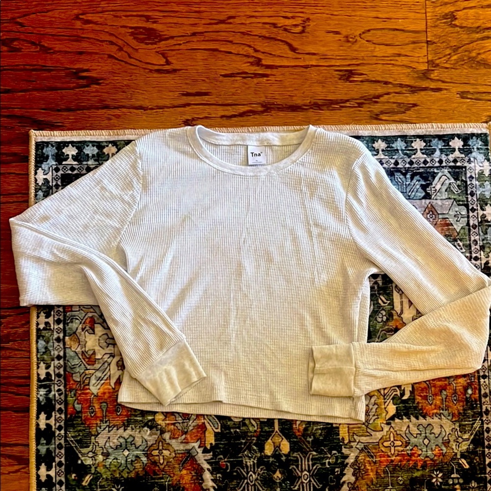 TNA Cream Ribbed Long Sleeve Top